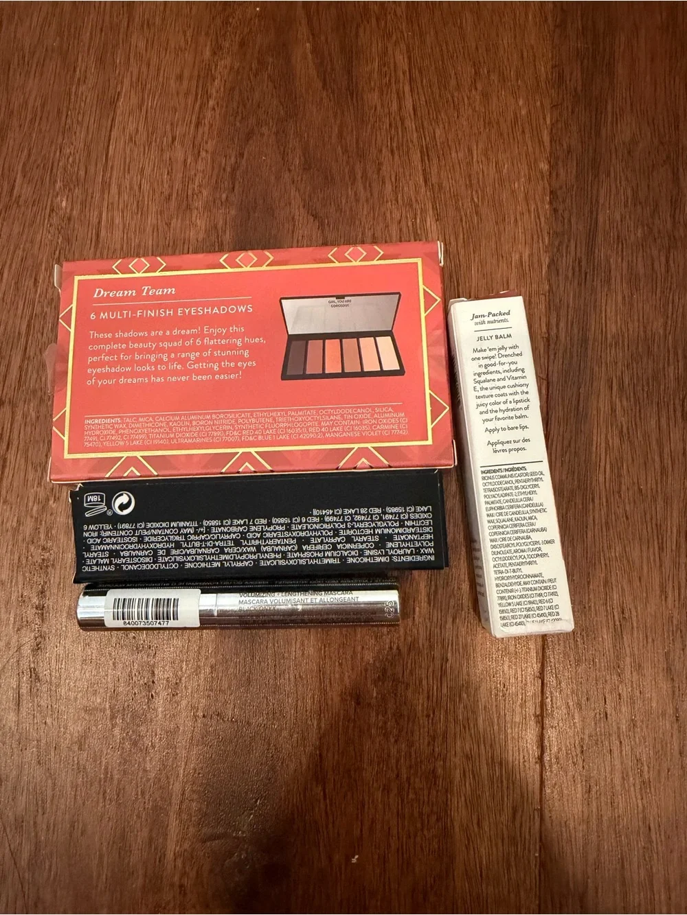 Laura Geller shadow palette, nars lip, Laura Geller gloss, haus mascara